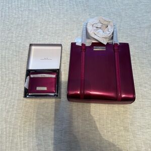 Kate Spade Shiny Magenta Crossbody Bag and Cardholder